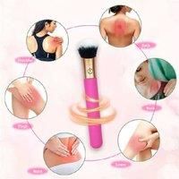 2-in-1 Makeup Brush Vibrator - Soft Powder Brush & Waterproof Massager