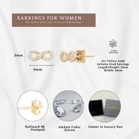 9Ct Solid Yellow Gold Infinity Stud Earrings With Hallmark