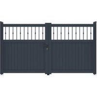 Readymade Black Aluminium Vertical Mixed Infill Double Swing Gate - 3750 x 1600mm