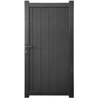 Readymade Black Vertical Composite Infill with Aluminium Frame Pedestrian Gate - 1150 x 1800mm