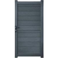 Readymade Anthracite Grey Horizontal Composite Infill with Aluminium Frame Pedestrian Gate - 900 x 1800mm