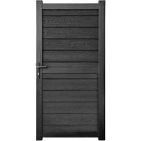 Readymade Black Horizontal Composite Infill with Aluminium Frame Pedestrian Gate - 1050 x 1800mm