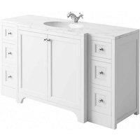 Harrogate Carrara White 1510 X 530 Worktop And Basin Central Square Sides
