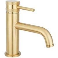 Modern Bathroom Mono Basin Sink Mixer Tap Curved Spout Lever Handle Brass