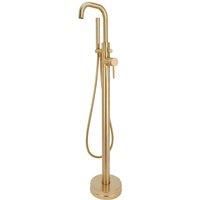 Core Brushed Brass Modern Round Style Freestanding Bath Shower Mixer Tap