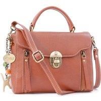 Catwalk Collection Handbags - Women/'s Leather Cross Body Bag - Medium Top Handle Bag - Adjustable Detachable Shoulder Strap - Athena - Tan
