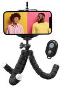 Juice Social Flexi Tri-Pod with Bendable Legs and Bluetooth Remote, Portable Mini Tripod with Flexible Octopus Style Legs, Phone/Camera Mount, Compatible with Apple, Android, GO PRO, Cameras
