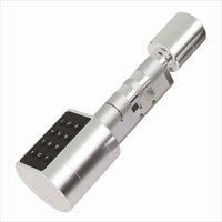 Enerj Smart Adjustable Cylinder Lock with Fingerprint & Keypad, Ideal for Any Doors of 35mm - 70mm, Colour: Silver