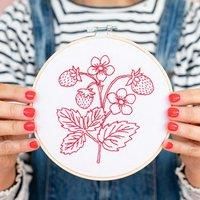 Cotton Clara Strawberry Embroidery Hoop Kit
