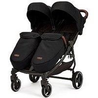 Ickle Bubba Venus Max Double Pushchair Stroller 2pc Bundle with Chicco Pocket Snack Highchair Booster Seat - Black
