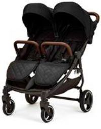 Ickle Bubba Venus Prime Double Pushchair Stroller 3pc Bundle with Cocoon and Raincover - Black