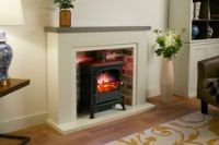Endeavour Fires Farlington Fireplace Suite with Black Electric Stove and Flue