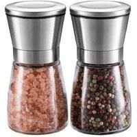 Salt and Pepper Grinder Set Stainless Steel Glass Shaker Adjustable Mill Coarse