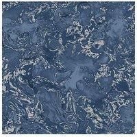Muriva Elixir Marble Wallpaper Navy Blue/Silver Metallic - 166505