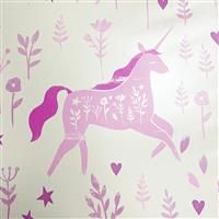 Catherine Lansfield Folk Unicorn Pink Wallpaper