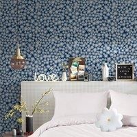 Skinnydip Floral Daisy Flowers Muriva Wallpaper - Pink, Black & Blue