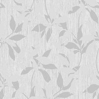 Muriva Hudson Leaf Trail Textured Grey Blown Vinyl Wallpaper 220302