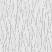 Muriva Ltd Muriva Hudson Wave Grey Wallpaper, Grey