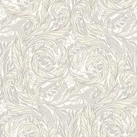 Vale Leaf Arts and Crafts Lightly Textured Wallpaper with Metallic Elements Perfect for Bedrooms, Living Rooms and Hallways Cream Muriva 221502