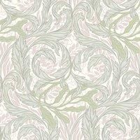 Vale Leaf Wallpaper Green Pink Leafy Vines Arts & Crafts Inspired Muriva 221503