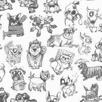 Muriva Pooches Wallpaper Dogs Caricature Feature Wall Animals Mono 102577