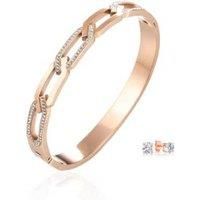 Crux Bangle And Earrings - Rose-Gold - Silver