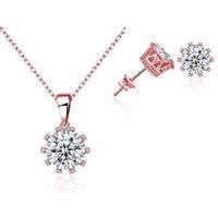 Crown Necklace And Earrings - Rose Gold