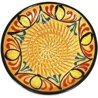 Verano Spanish Ceramics Classic Spanish Hand Painted Decorative Floral Pattern Garlic Grater Rasp Plate - 12cm (Orange)