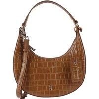 'Chic' Croc Embossed Leather Medium Saddle Shoulder Bag