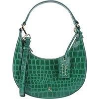 'Chic' Croc Embossed Leather Medium Saddle Shoulder Bag