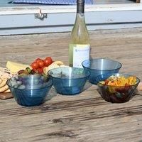 Linear Plastic Bowls Blue set of 4