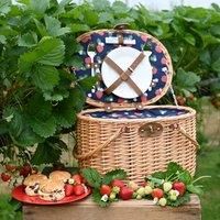 Summerhouse by Navigate Strawberries & Cream Picnic Basket Tan 23cm H X 28cm W X 40cm D