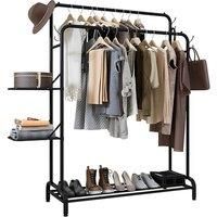 Heavy Duty Double Clothes Rail 120KG Load Clothes Rack for Bedroom Open Wardrobe