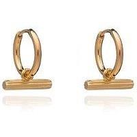Rachel Jackson Women's Sterling Silver Mini T Bar Gold Huggie Hoop Earrings