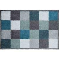 Mayfair Recylon Entrace Mat 75 X 50 Blocks Teal