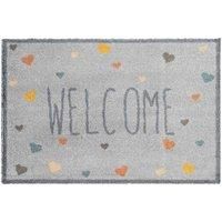 Mayfair Recylon Entrace Mat 75 X 50 Welcome Love Hearts