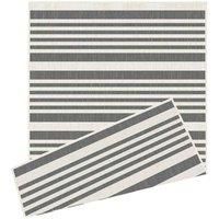 Duo Weave Indoor/Outdoor Rug - Stripes Grey - 120x170cm