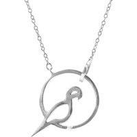Perched Parrot Link Paradise Silver Necklace Pendant