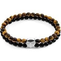ANCHOR & CREW Men's Iguazu Silver & Stone Bracelet in Brown | Size: 19 cm