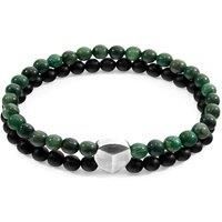ANCHOR & CREW Men's Iguazu Silver & Stone Bracelet in Green | Size: 19 cm