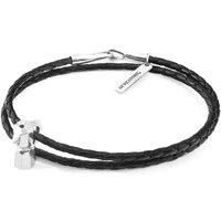 Midnight Black GUSTATORY Coffee Moka Pot Silver and Braided Leather Bracelet