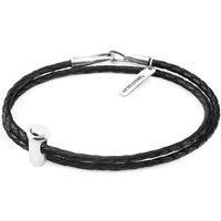 Midnight Black GUSTATORY Coffee Takeout Cup Silver and Braided Leather Bracelet