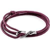 ANCHOR & CREW Men's Heysham Silver & Rope Bracelet in Purple