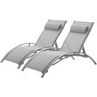 Outdoor Living Pair of Bali Sun Loungers - Grey