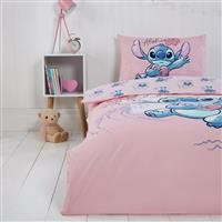 Coco Moon Lilo & Stitch Aloha Reversible Single Duvet Cover Set | Lilo and Stitch Bedding Set Includes Single Duvet and Pillow Set Boys & Girls - Coral Pink