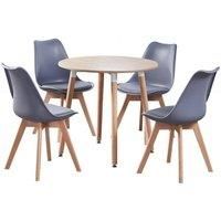 5PCs Dining Set - a Round Dining Table & Set of 4 Lorenzo Tulip chairs with Padded Seat