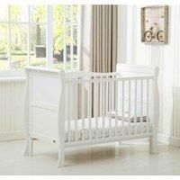 Solid Wooden Cot Bed Savannah Sleigh Toddler Bed with Premier Water Repellent Mattress - Made in England (white)