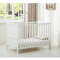 (White) MCC Wooden Baby Cot Bed "Orlando" & Water repellent Mattress