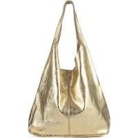 Gold Metallic Leather Hobo Shoulder Bag-