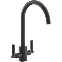 Streame by Abode Brolle Swan Dual-Lever Mono Mixer Kitchen Tap Matt Black (248JM)